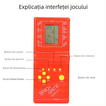Consolă portabilă Tetris — retro, cadou în cutie pentru copii