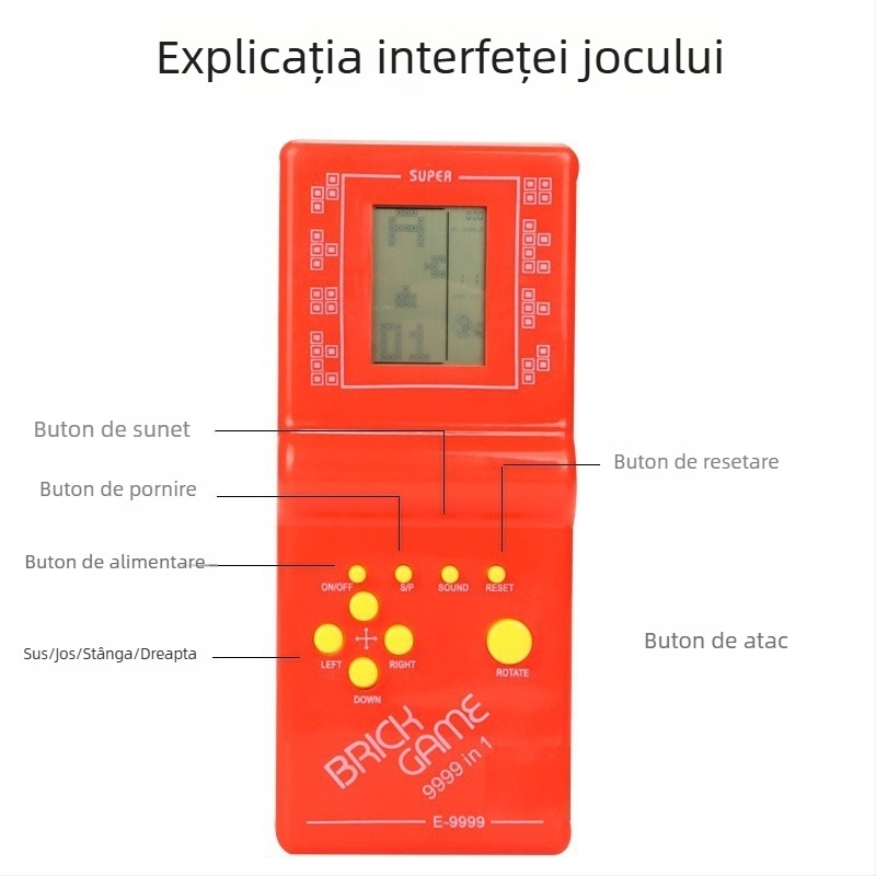 Consolă portabilă Tetris — retro, cadou în cutie pentru copii