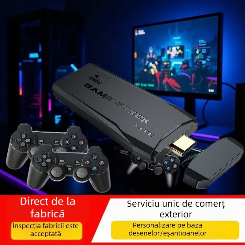 Consolă de jocuri retro M8 cu controllere wireless 2.4G, conexiune HDMI la TV, 20.000 jocuri încorporate, doi jucători, 64GB/128GB