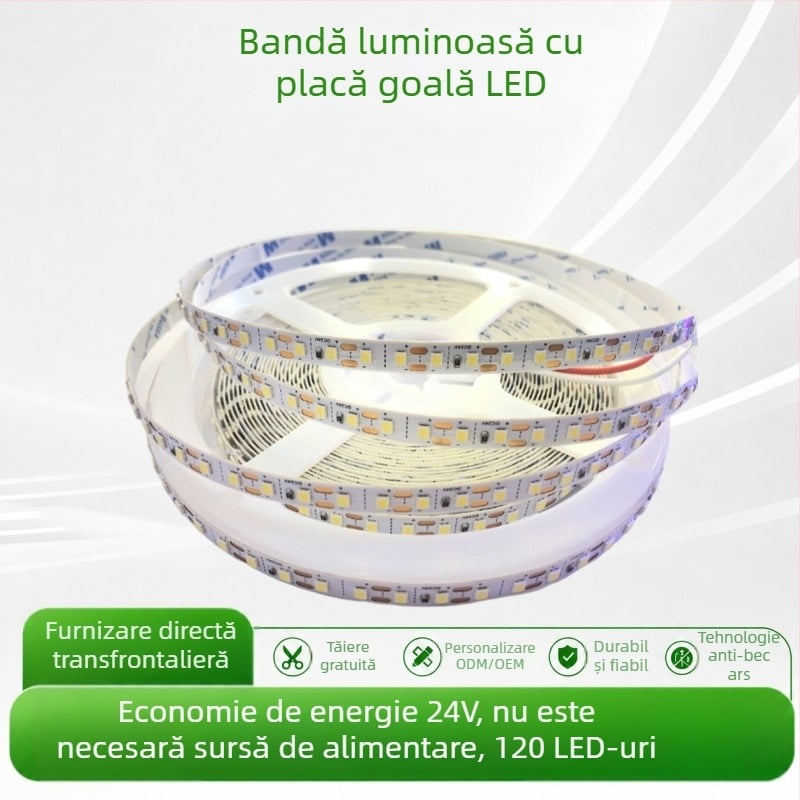 Bandă LED 24V, autoadezivă, pentru tavanul sufrageriei, poate fi tăiată la orice lungime, 2835 SMD LED, lumină liniară