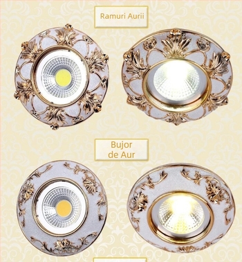 Lumină LED încastrată în tavan, stil european, cu downlight și spot, pentru holuri și pereți de fundal
