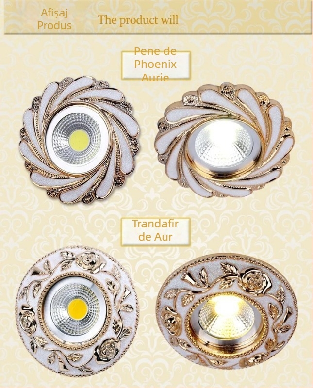 Lumină LED încastrată în tavan, stil european, cu downlight și spot, pentru holuri și pereți de fundal