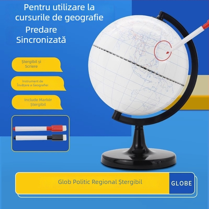 Tianyu Glob geografic DIY – model didactic pentru elevi din ciclul primar și gimnazial, glob graffiti ștergibil