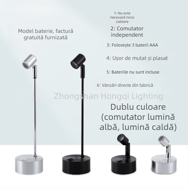Spot LED cu baterie uscată pentru afișarea bijuteriilor, iluminare de urgență fără fir, spot pentru nuntă pe stâlp (bateria No.7)