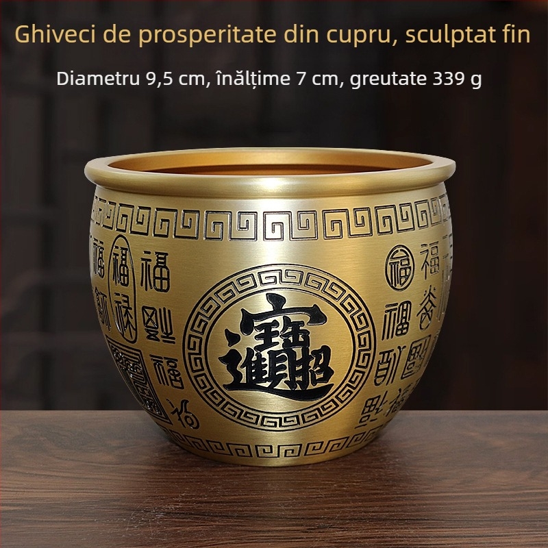 Vas de comoară din cupru pentru decorul casei, stil chinezesc
