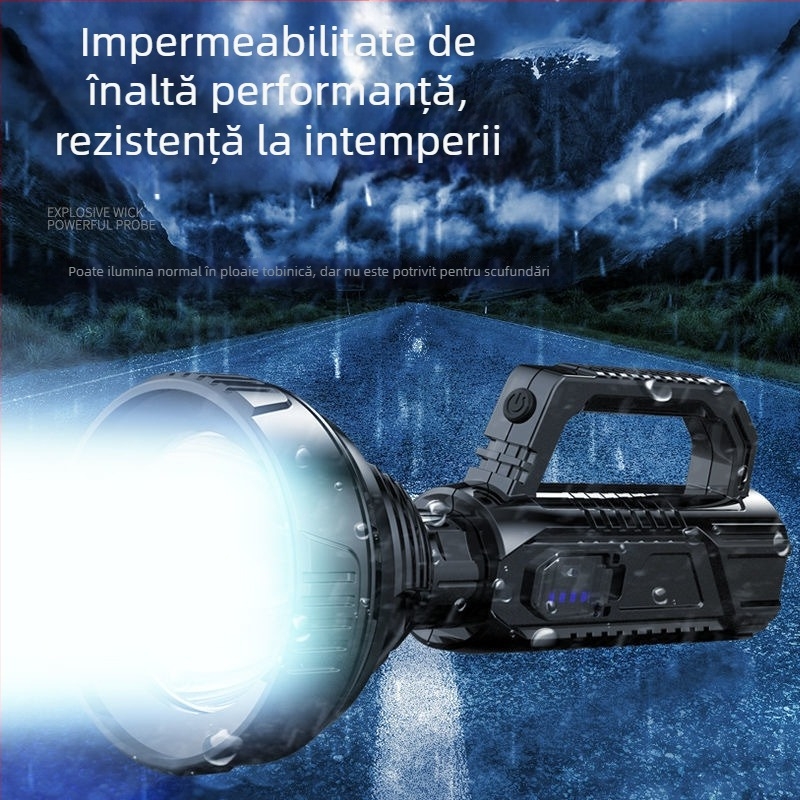 Lanternă LED reîncărcabilă pentru exterior, luminozitate puternică, rază lungă 200-500 m, pentru drumeții, camping și patrulare
