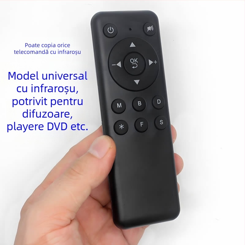 Telecomandă universală infraroșu cu funcție de învățare și copiere, compatibilă cu sisteme audio, set-top boxuri, playere, DVD-uri auto și televizoare