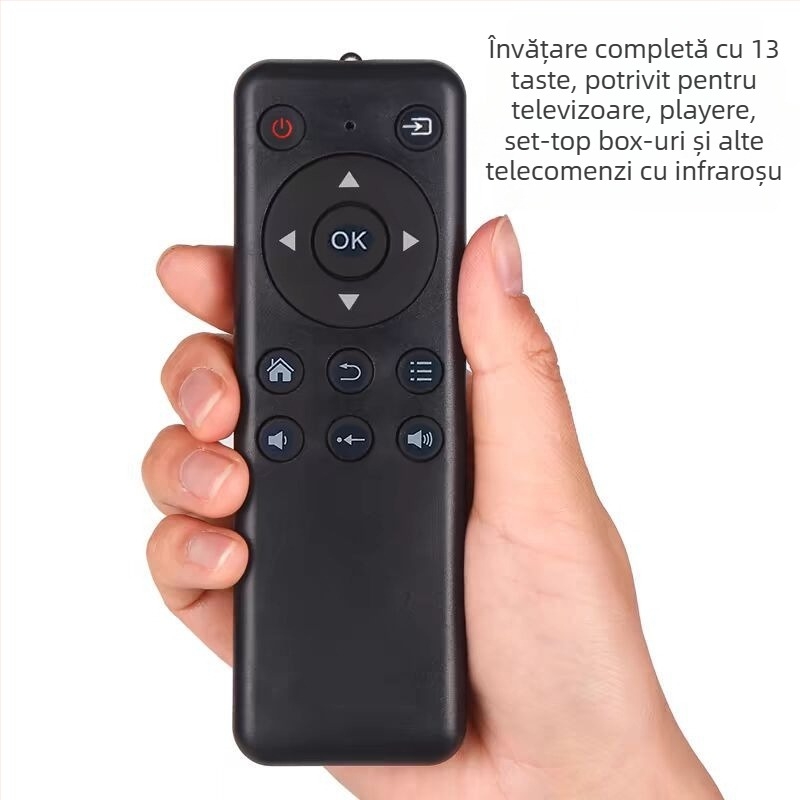 Telecomandă universală infraroșu cu funcție de învățare și copiere, compatibilă cu sisteme audio, set-top boxuri, playere, DVD-uri auto și televizoare