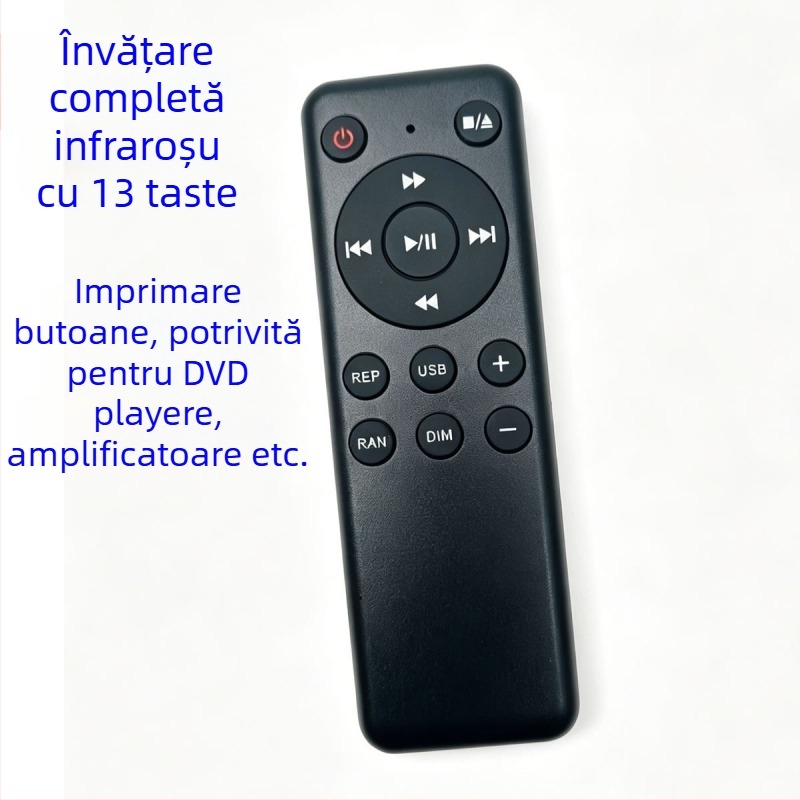 Telecomandă universală infraroșu cu funcție de învățare și copiere, compatibilă cu sisteme audio, set-top boxuri, playere, DVD-uri auto și televizoare