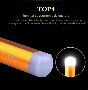 Lanternă LED cu rază lungă, baterie de 3000mAh, reîncărcabilă, putere mare pentru camping în aer liber și iluminare de urgență