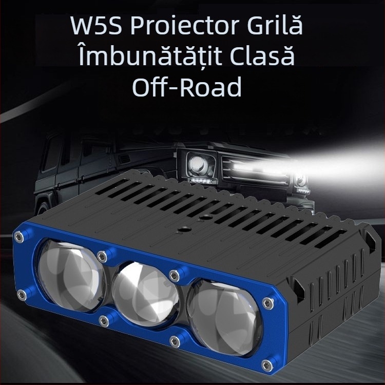 Proiector laser W5S cu focalizare triplă, culoare duală, ultraluminos, pentru autoturisme și motociclete