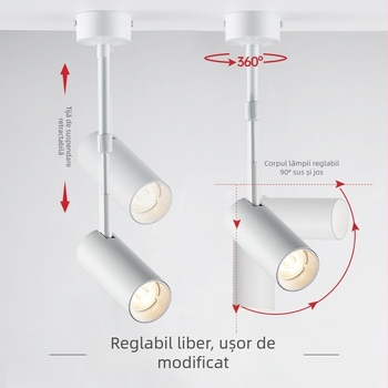 Spot LED pe șină pentru haine, montat pe plafon, cu braț extensibil