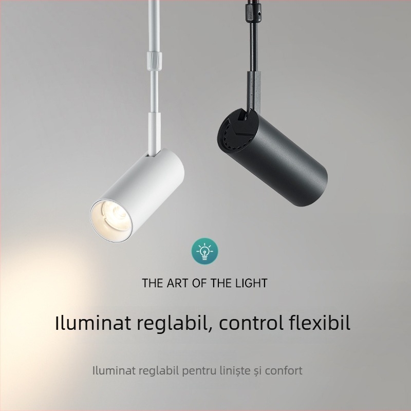 Spot LED pe șină pentru haine, montat pe plafon, cu braț extensibil