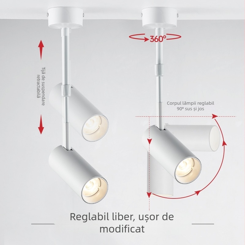 Spot LED pe șină pentru haine, montat pe plafon, cu braț extensibil