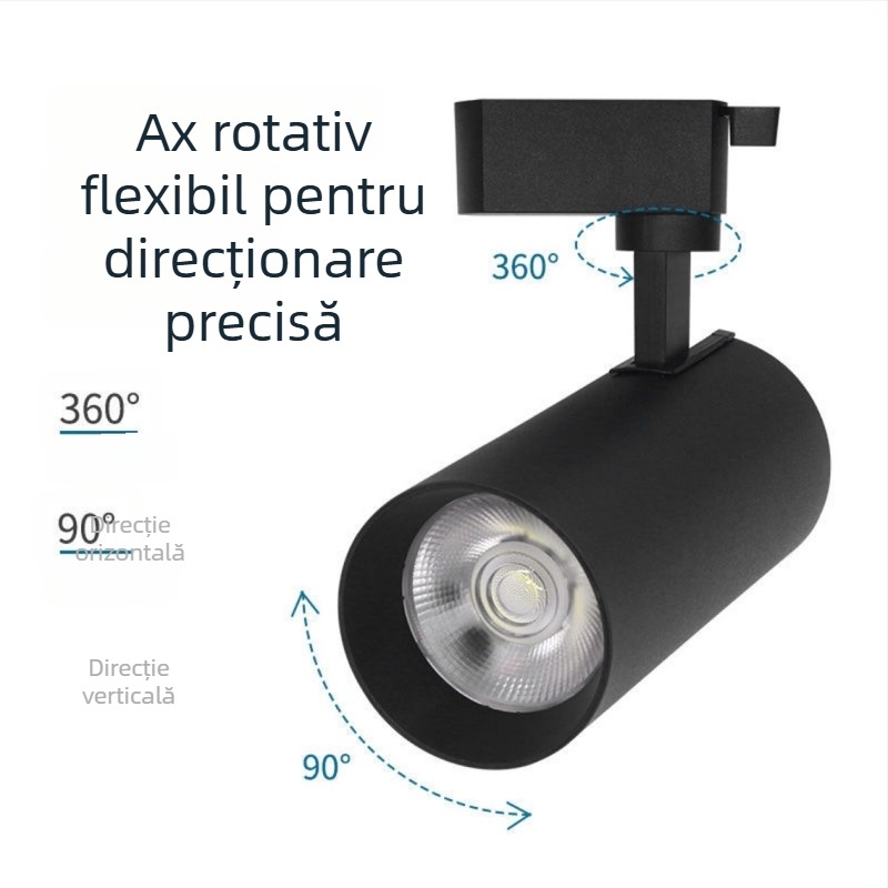 Spot LED pe șină pentru magazin de îmbrăcăminte, COB, reglabil în intensitate, antiorbire