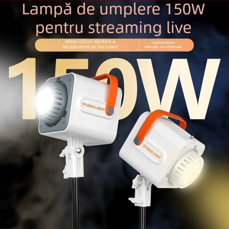 Lumină COB LED pentru studio și streaming, iluminare de fundal interioară, temperatură de culoare reglabilă 2500K–9900K, 150W