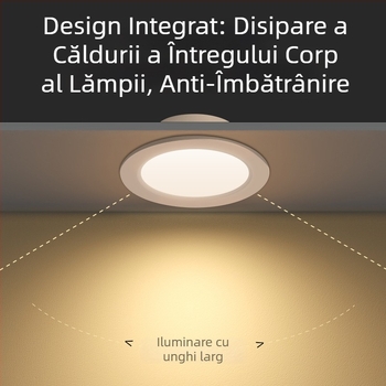 LED încastrat ultra-subțire, decupaj 75 mm, dimensiune 6 inch, iluminare plafon living, iluminare comercială