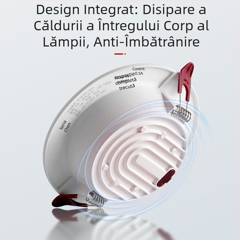 LED încastrat ultra-subțire, decupaj 75 mm, dimensiune 6 inch, iluminare plafon living, iluminare comercială