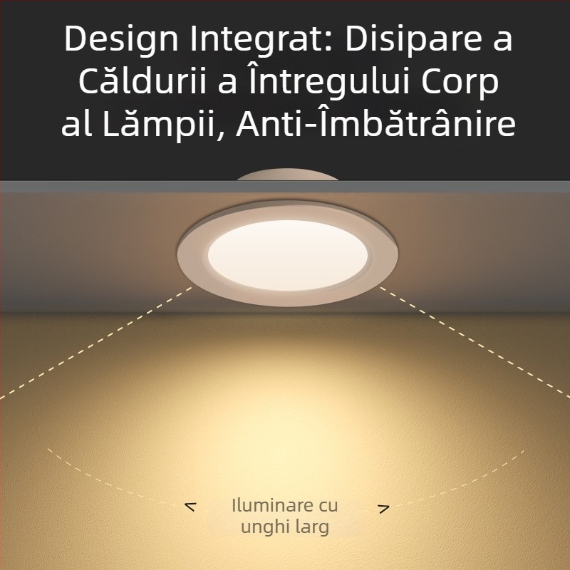 LED încastrat ultra-subțire, decupaj 75 mm, dimensiune 6 inch, iluminare plafon living, iluminare comercială