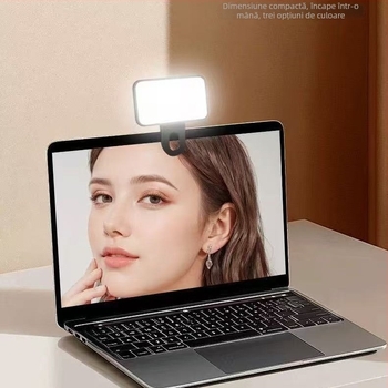 Lampă LED multifuncțională pentru întâlniri pe computer, iluminare pentru selfie pe telefon și videoconferințe pe tabletă