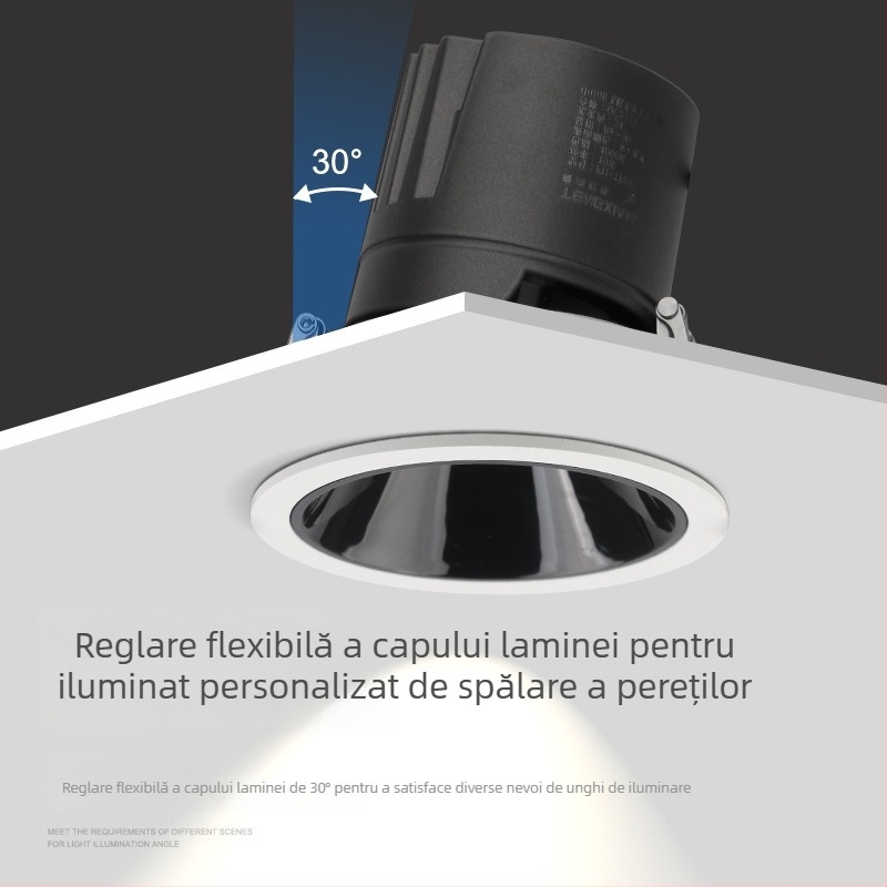Lumină LED pentru perete tip wall washer - spot de taván încastrat pentru casă și hotel, de înaltă clasă, anti-strălucire, caroserie din aluminiu, COB LED