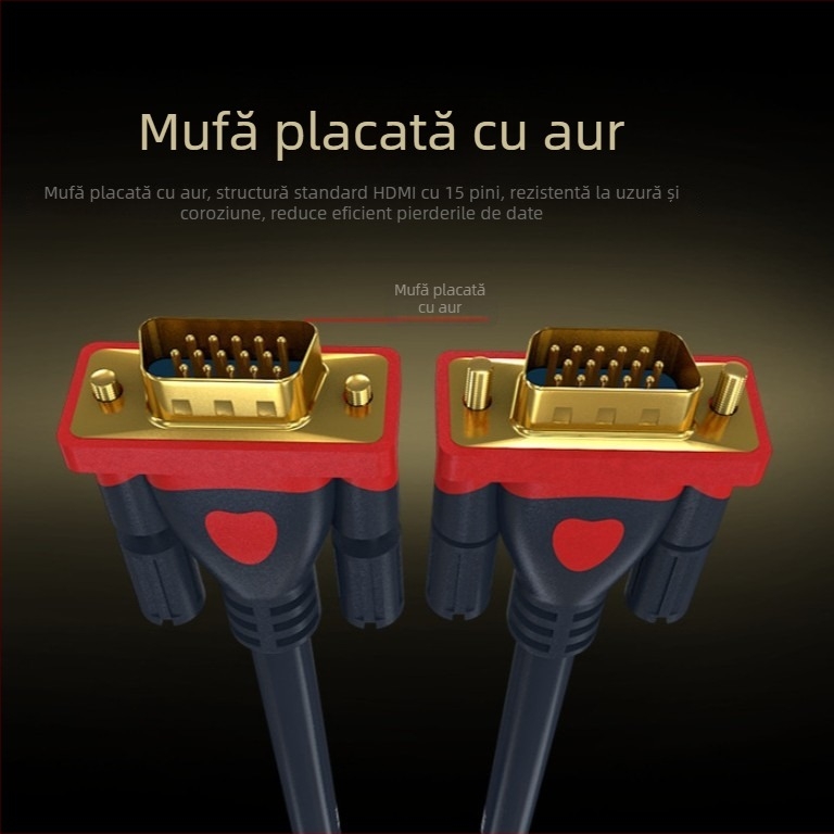 Cablu VGA 3+9, video HD, pentru TV, computer, monitor și proiector, 1,5 m