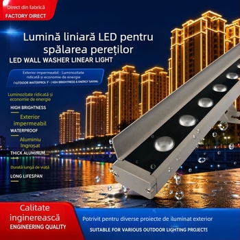 Lumină LED pentru spălarea pereților, anti-reflexie și obturatoare, design liniar, rezistentă la intemperii pentru exterior, reglare a intensității luminii