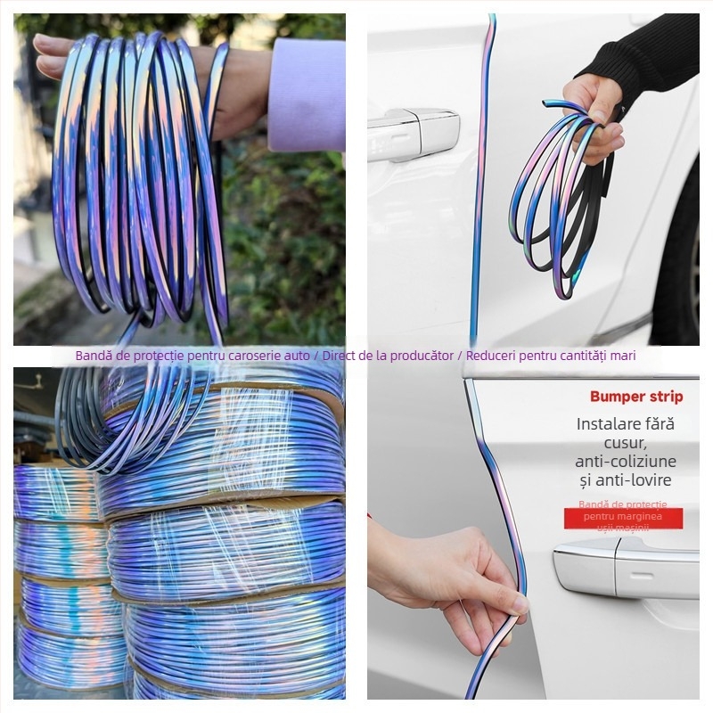 Protecție margine ușă auto, bandă de protecție pentru bară de șocuri, bandă decorativă PVC alb autoadezivă