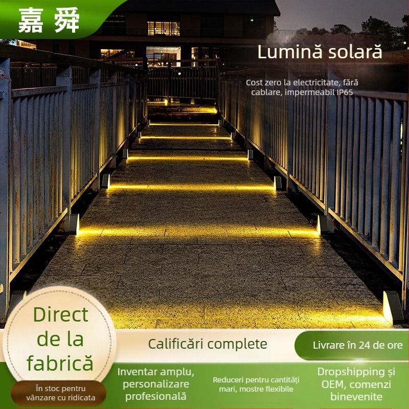 Lampi solare pentru trepte, cu senzor de mișcare, faruri impermeabile pentru exterior, iluminare curte