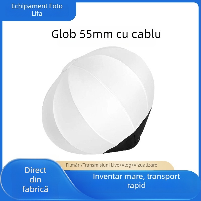 Sferă de lumină moale 55 cm cu cablu pentru fotografie și streaming live, cutie de lumină moale și iluminare de studio