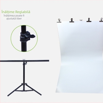 Kit suport fundal fotografie pe birou, cadru în formă de T, 68×80 cm, reglabil