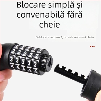 Lanț de bicicletă cu combinație – lacăt cu lanț modern, minimalist, portabil, pentru biciclete de munte și biciclete electrice