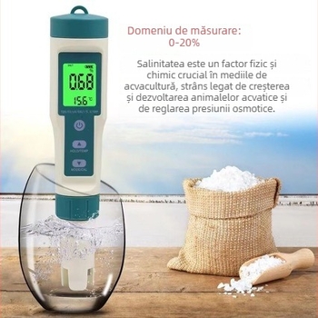 Tester de calitate a apei 8 în 1: pH și test cu hidrogen, măsurător de salinitate a apei de mare, tester pH pentru apă potabilă