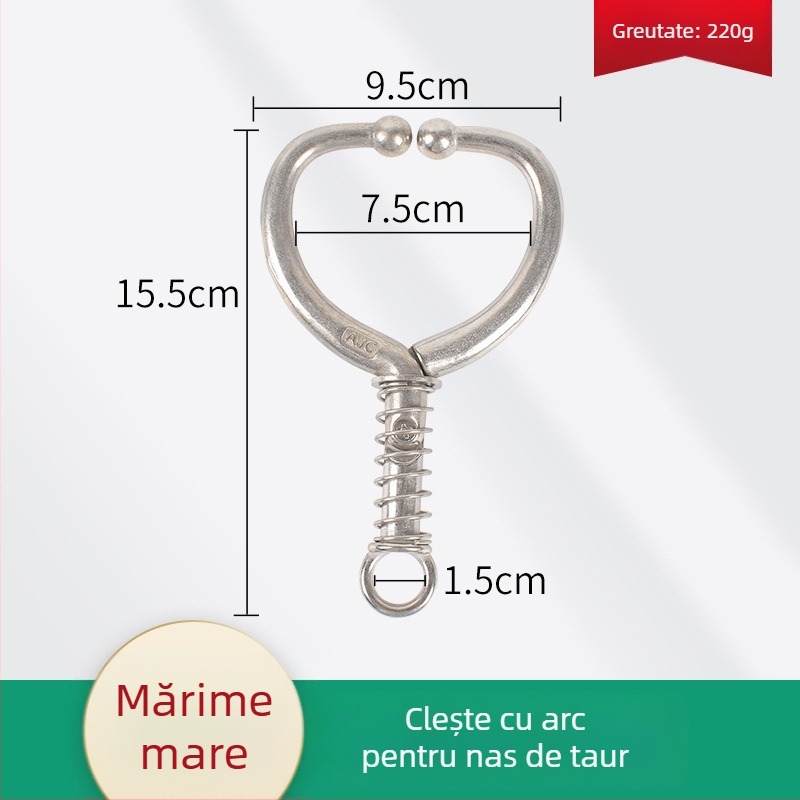 Clește cu arc pentru nas de bovine, din oțel inoxidabil – instrument pentru montarea inelului nazal fără găurire