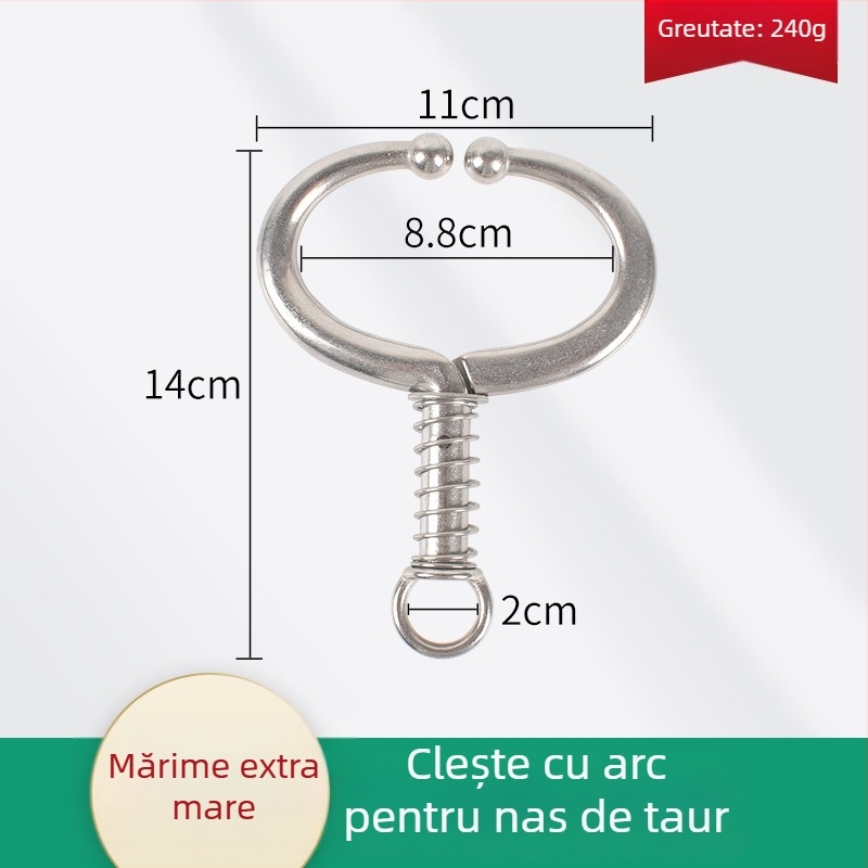 Clește cu arc pentru nas de bovine, din oțel inoxidabil – instrument pentru montarea inelului nazal fără găurire