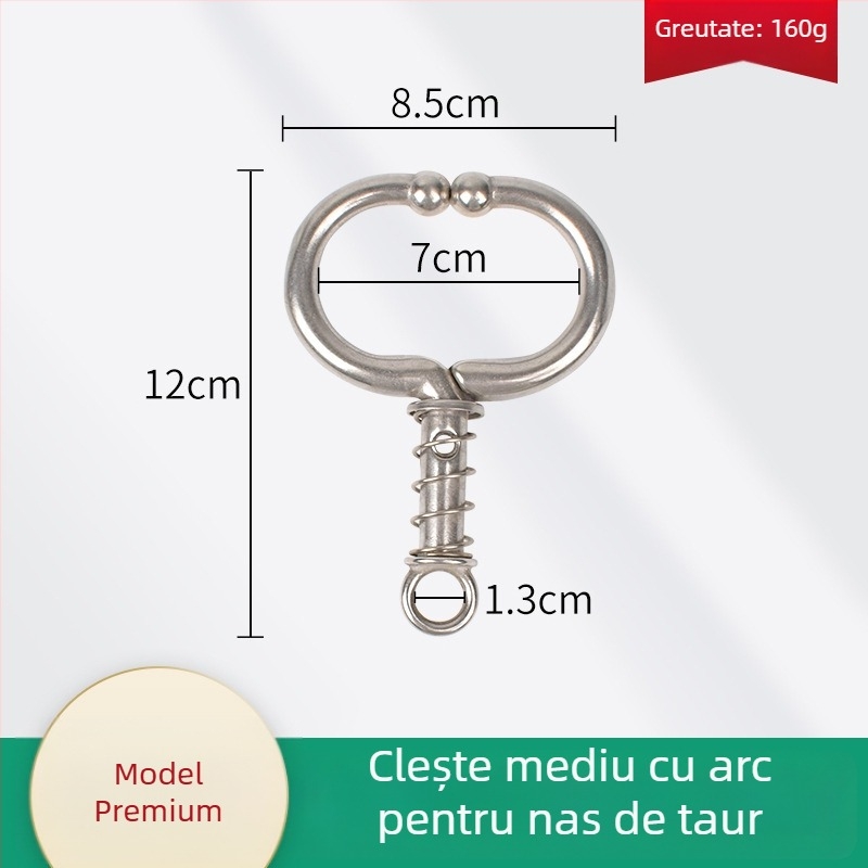 Clește cu arc pentru nas de bovine, din oțel inoxidabil – instrument pentru montarea inelului nazal fără găurire