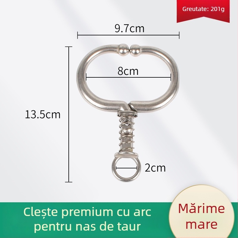 Clește cu arc pentru nas de bovine, din oțel inoxidabil – instrument pentru montarea inelului nazal fără găurire