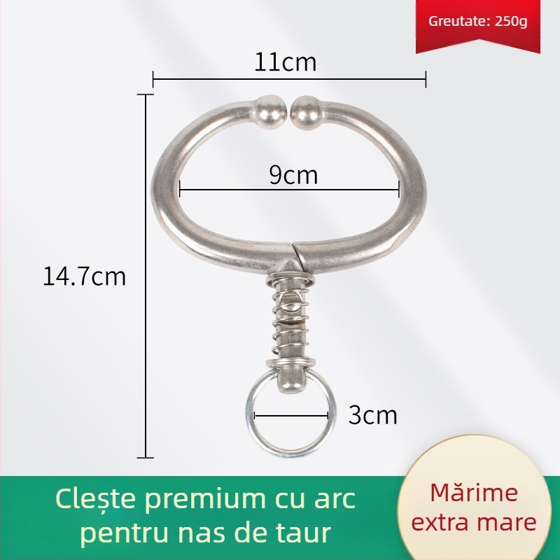 Clește cu arc pentru nas de bovine, din oțel inoxidabil – instrument pentru montarea inelului nazal fără găurire