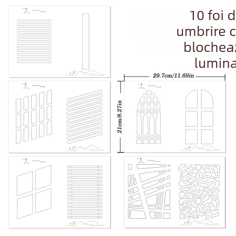 Set de fundal fotografic cu 10 tipuri de materiale din carton pentru lumină și umbră, panouri de blocare a luminii