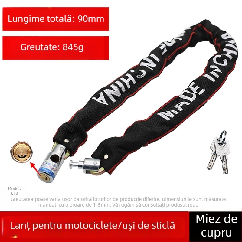 Lacăt cu bandă pentru ușă de sticlă, lacăt cu cheie, lacăt lung anti-furt pentru vitrină, lacăt lanț pentru bicicletă
