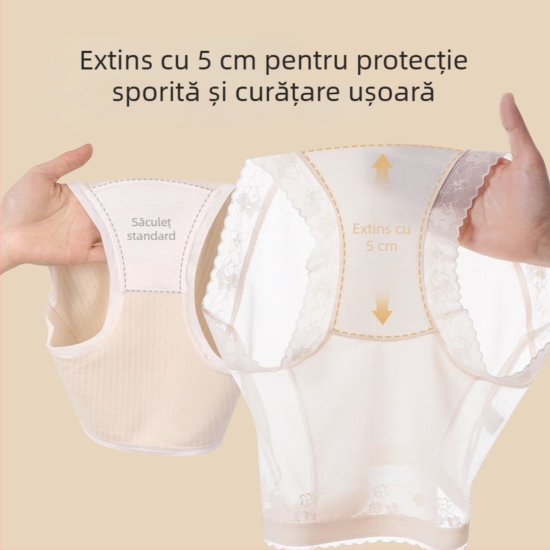 Chiloți femei talie înaltă, plus size, din plasă, căptușeală din mătase Mulberry în zona inghinală, dantelă semi-transparentă