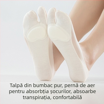 Șosete pentru femei cu degete separate – vară subțiri, lungime scurtă, invizibile, antiderapante, respirabile, talpă din bumbac