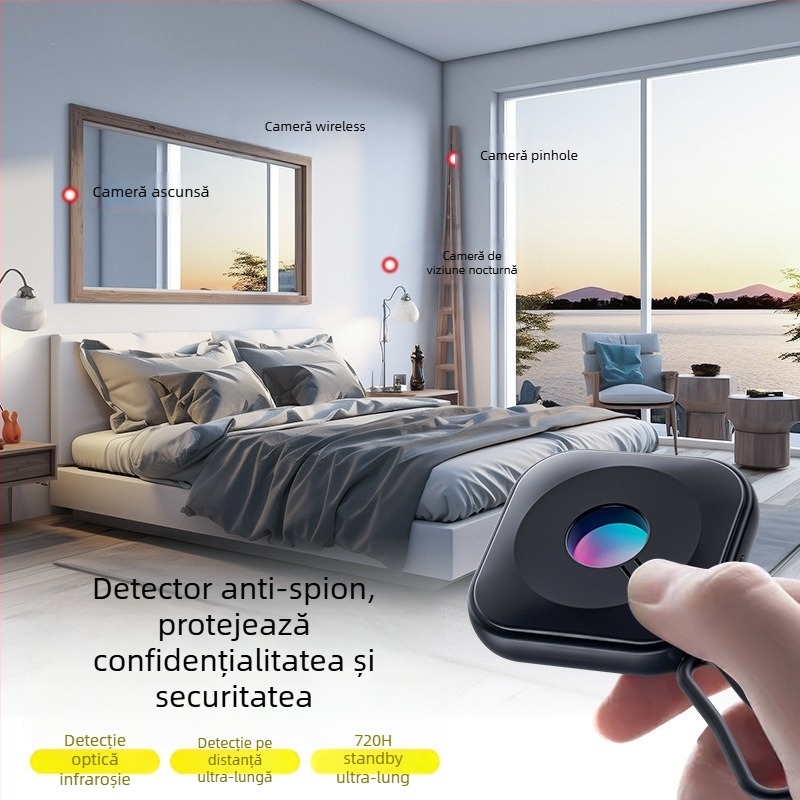 Detector portabil de camere pentru hoteluri, detectarea camerelor ascunse și scanare cu lumină roșie