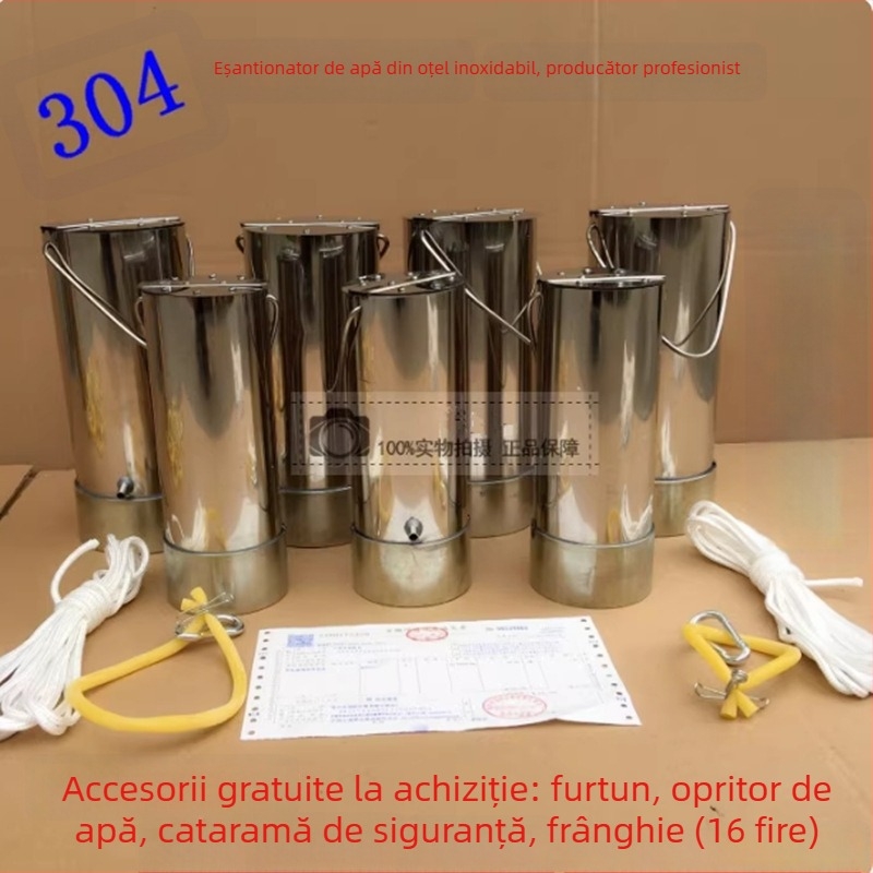 Colector de probe de apă din oțel inoxidabil, pentru ape adânci și ape uzate, capacități 0.5 L, 1 L, 2 L, 3 L, 5 L
