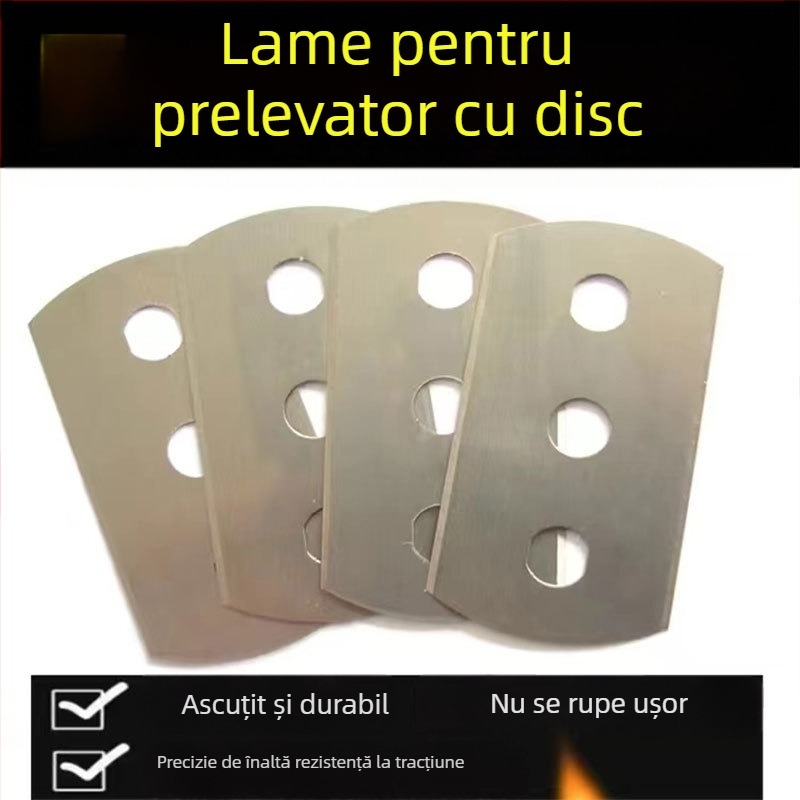 Sampler cu cap rotund, măsurător de greutate în grame, lamă cu trei găuri, disc textil, disc gravat, lamă pentru tăierea hârtiei