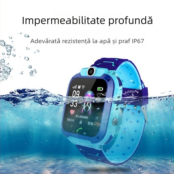 Ceas inteligent pentru copii Q12 cu protecție împotriva apei și localizare sigură, telefon pentru copii