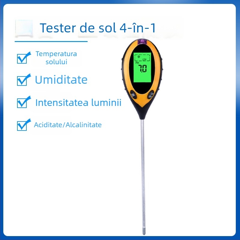 Senzor de sol 4 în 1: pH de înaltă precizie, senzor de umiditate și indicator de udare