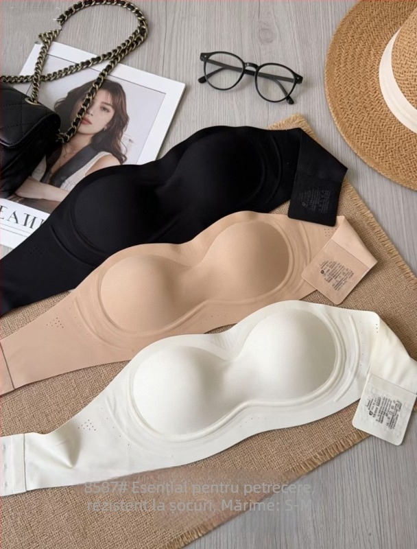 8587 Sutien bandeau fără bretele, antiderapant, grosime medie, pentru sâni mici, modelare, acoperire invizibilă