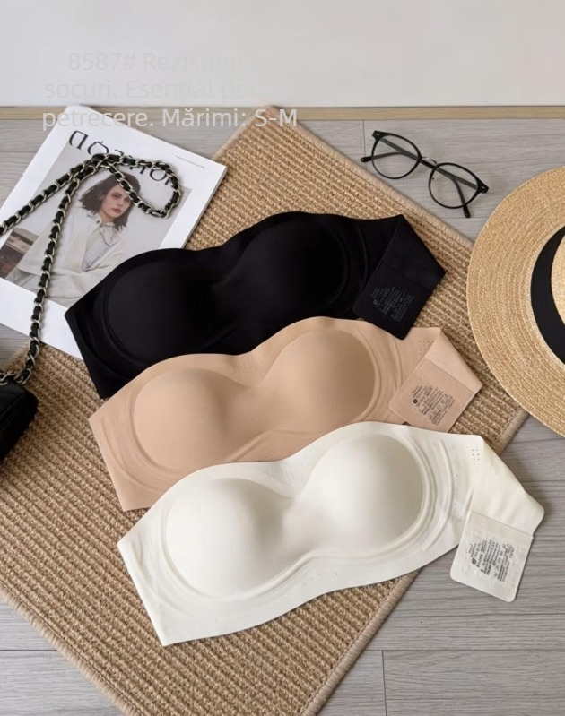 8587 Sutien bandeau fără bretele, antiderapant, grosime medie, pentru sâni mici, modelare, acoperire invizibilă