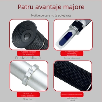 Refraktometru portabil pentru conținutul de zahăr și salinitate, tester de dulceață a sucului